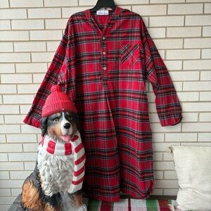 Vermont Country Store Red Plaid Tartan Flannel  Nightgown 2X